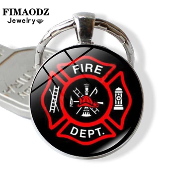 FIMAODZ Tuletõrjuja Võtmehoidja 25mm Klaas kivi ümber Tulekahju Fighter Prindi Sulamist Võtmerõngast Võtme Hoidja