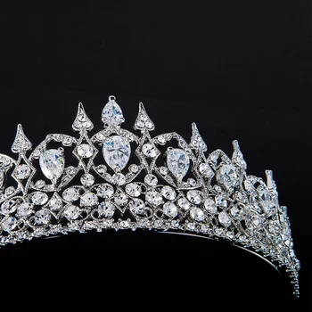 FORSEVEN Elegantne Särav Kristall Tiaras Kroonid Royal Princess Diadem Tsirkoon Headpeice Pulmakleidid Juuksed Ehted Tarvikud JL