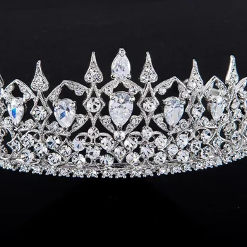 FORSEVEN Elegantne Särav Kristall Tiaras Kroonid Royal Princess Diadem Tsirkoon Headpeice Pulmakleidid Juuksed Ehted Tarvikud JL