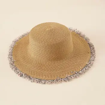 FS Must Elegantne Straw Hat Suur Nokk Punutud Pitsist Korter Top Suve Mütsid Naistele Mood 2021 Rannas Päevavarju Panama Kork 140036