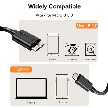 FSU USB-C-Micro B 3.0 Kaabel 5Gbps 3A Kiire Andmete Sünkroonimine Juhe Macbook kõvaketas Ketta HDD SSD Juhul, USB Tüüp C Mikro-B Kaabel 65162