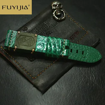 FUYIJIA Klassikaline Kunst Mehed Watchbands 20MM Custom Top Brändi Rihm Krokodilli Nahast Vöö Veekindel Tõeline Alligaator Watch Band 22 71612