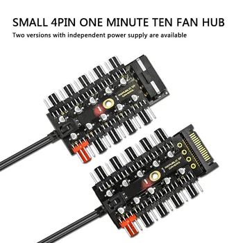 Fan Hub 1 kuni 10 4Pin Pwm Molex Sata Splitter PC Kaevandamine Kaabli Võimsus Suppply Jahedam Jahutus Kiiruse Kontroller 4PIN/SATA Adapter