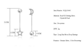 Fanqieliu 925 Sterling Hõbe Vintage Ehteid Crystal Pearl Võlusid Kuu Star Tilk Kõrvarõngad Naistele FQL21045 130980