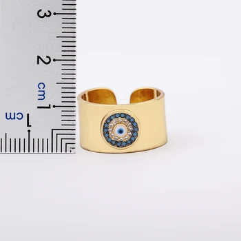 Fashion Design Bohemian Vask Tsirkoon Türgi Kurja Silma Rhinestone Reguleeritav Rõngad Naiste Vintage Avatud Ring Lucky Ehted 131943