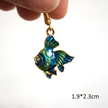 Fashion roheline sinine kala kõrvarõngad naistele Original design armas konks kõrvarõngas õli tilk kõrvarõngas