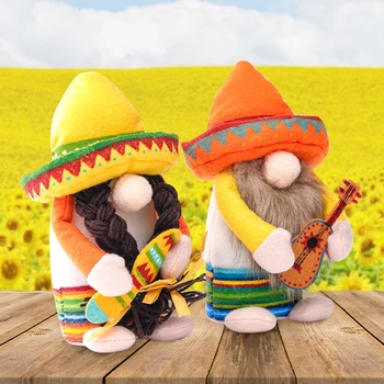 Fiesta Gnome Paar Tomte eest Mehhiko Taco teisipäev Kingitus Nisse Käsitsi valmistatud Skandinaavia Folklooris Majapidamis-Kaunistused