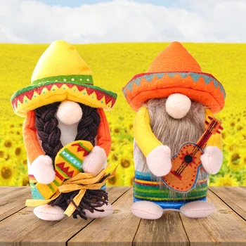 Fiesta Gnome Paar Tomte eest Mehhiko Taco teisipäev Kingitus Nisse Käsitsi valmistatud Skandinaavia Folklooris Majapidamis-Kaunistused
