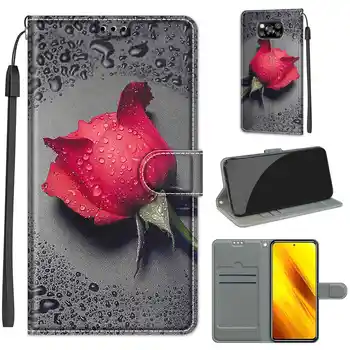 Flip Case For Xiaomi Poco X3 NFC Pro M3 Juhul Nahast Silikoon Rahakott Raamatu Kaas Redmi 8 6A 7A 9A 9C 9T 9 Võimsus Armas Trükitud