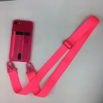 Fluorestseeruv Värv Crossbody Rahakott Paigalda Kaart Kaelakee Telefoni Puhul kaelapaela kinnitamine Rihma iPhone 12 11 Pro Xs Max X 6 7 8 Plus 4455