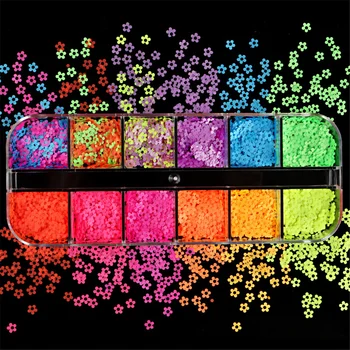 Fluorestsentsi Lille Kuju Küüned Litrid Neoon Küüned Glitter Helbed 3D Segatud Värv, Nail Art Aksessuaar Maniküür Disainilahenduse Teenetemärgid