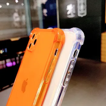 Fluorestsentsi Värv Selge, Põrutuskindel Telefon Case For iPhone Mini 12 11 Pro Max SE2 X-XR, XS Max 7 8 6S Pluss Candy Värvi Pehme Kate