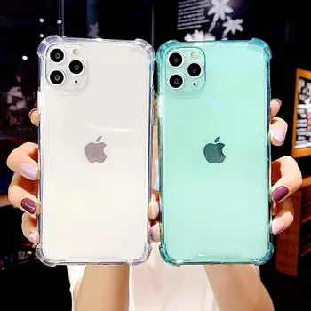 Fluorestsentsi Värv Selge, Põrutuskindel Telefon Case For iPhone Mini 12 11 Pro Max SE2 X-XR, XS Max 7 8 6S Pluss Candy Värvi Pehme Kate