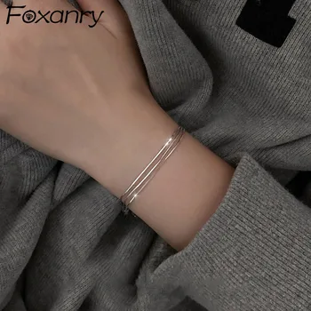 Foxanry 925 Sterling Hõbe Käevõru Naistele Uus Trend Lihtne, Elegantne Disain Kolm Kihti Kett Pool Ehted Sünnipäeva Kingitused
