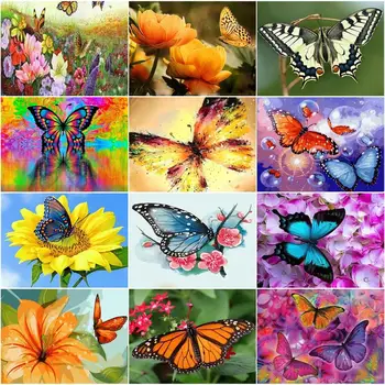 GATYZTORY 60 x 75cm Raami Butterfly Värvimine Poolt Numbrid Lõuend Värvus Maastiku Handpainted Kunsti Diy Kingitus Kodus Seina Decor