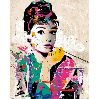 GATYZTORY Raami DIY Värvimine Poolt Numbrid Hepburn Joonis Pilt Lõuend Numbrid Akrüül Seina Art Pilt Kodu Kaunistamiseks Diy Gi