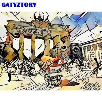 GATYZTORY Värvimine Poolt Numbrid Täiskasvanutele Abstraktse Cartoon Õli Pildi Number Käsitsi valmistatud Ainulaadne Kingitus Kodu-Magamistuba Teenetemärgi