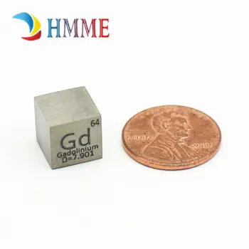 Gadoliiniumi Haruldaste Muldmetallide Tsükli Fenotüüp Cube 99.99% Kõrge Puhtusastmega Gd 10mm Cube Destillatsioonil Gadoliiniumi Kristall