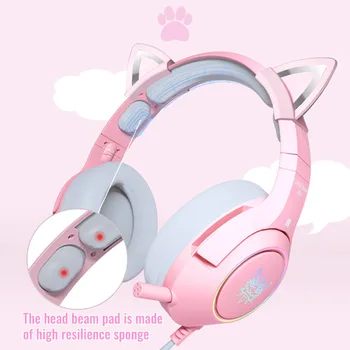 Gaming Headset Kass Kõrva Juhtmega Kõrvaklapid Mikrofoniga Armas Tüdruk Müra Vähendamise 3,5 mm mobiiltelefoni PS4 Mängija Kõrvaklapid 11156
