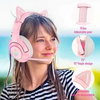 Gaming Headset Kass Kõrva Juhtmega Kõrvaklapid Mikrofoniga Armas Tüdruk Müra Vähendamise 3,5 mm mobiiltelefoni PS4 Mängija Kõrvaklapid