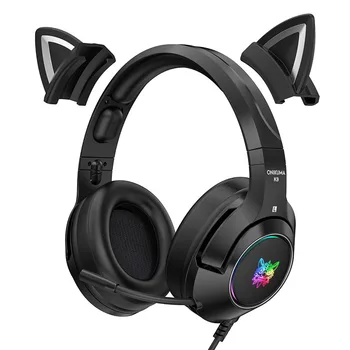 Gaming Headset Kass Kõrva Juhtmega Kõrvaklapid Mikrofoniga Armas Tüdruk Müra Vähendamise 3,5 mm mobiiltelefoni PS4 Mängija Kõrvaklapid
