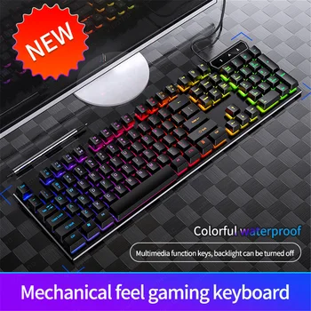 Gaming Keyboard Mouse Combo USB Juhtmega Helendav Keybord Gamer Kit Kõrvaklappidega Peakomplekt RGB LED Taustavalgustusega Klaviatuur Ja Hiir ARVUTIGA 21496