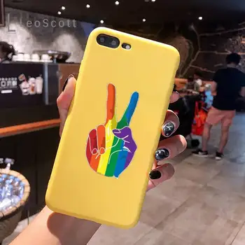 Gay Lesbi homo -, bi-Vikerkaar Uhkus Telefoni Juhul Yellow Candy Värvi iPhone 6 7 8 11 12 s mini pro X XS XR MAX Plus 11907