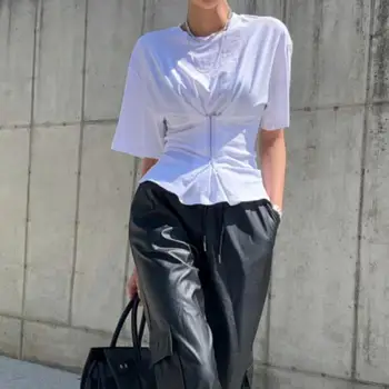 Genayooa Streetwear korea Korsett Naiste T-särk 2021 Suvel Tops Valge T-Särk Naiste Riided Punk Tee Särk Femme Harajuku