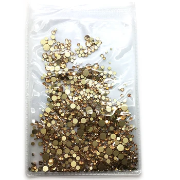 Gold Foil Tagasi 1000PCS/Pakk Crystal Mitte Kiirparandus Flatback Kive Küünte Kive Küüned 3D Nail Art Kaunistused Vääriskivid 4967