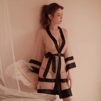 Gooti Seksikas Naistepesu Naiste Läbipaistev Võrgusilma Kleit Pruutneitsi Riideid Kleit Talvel Pits Kimono Naiste Pluss Suurus Õhuke Sleepwear