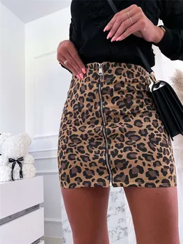 HIRIGIN Naiste Leopardi Tõmblukk Bodycon Pliiats Seelik Sügisel 2020 Uued Vabaaja Mood Kõrge Vöökoht Mini Seelikud Ööklubi Streetwear