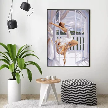 HUACAN Värvi Number Ballett Tüdruk Joonis Lõuendil HandPainted Maali Kunsti Kingitus DIY Pilte Number Joonis Komplektid Home Decor