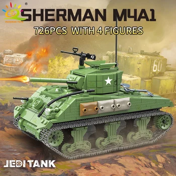 HUIQIBAO Sõjalise Seeria Suur Panzer Tanki ehitusplokid Relva WW2 Sherman M4A1 Armee Tank Arvandmed Linna Tellised Mänguasjad Lastele