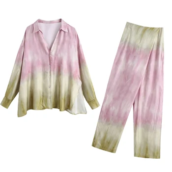 HWLZLTZHT Naiste 2021 Stiilne Mood Tie-dye Printimiseks Otse Püksid Vintage Kõrge Talje Suurus Lukuga Naiste Püksid Mujer