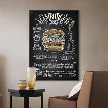 Hamburger Pizza Kiirtoit Seina Art Köök Kohvik Kodus Seina Art Lõuend Maalisid Plakateid Vogue Seina Pildid Elutuba Deco 150027