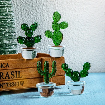 H&D 4tk Käsitöö Klaasist Puhutud Cactus Armas Crystal Kunsti Cactus Kujukeste Kollektsiooni Laud Laua Simulatsiooni Taimed Teenetemärgid 112951