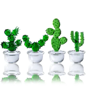 H&D 4tk Käsitöö Klaasist Puhutud Cactus Armas Crystal Kunsti Cactus Kujukeste Kollektsiooni Laud Laua Simulatsiooni Taimed Teenetemärgid