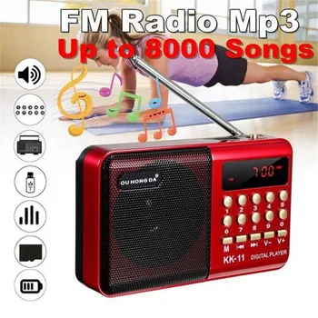 Handheld Digital FM USB TF MP3 Player Speaker K11 FM Rechargeable Mini Portable Radio FM Radio Speaker 17933