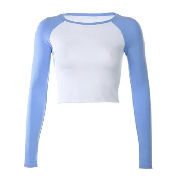 Harajuku Kawaii Segast Naine Tshirts 2021 Suvel Puuvillane Must Valge Tuunika T-Särk Naiste Crop Top Pikk Varrukas Tüdruk Streetwear 103293