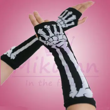 Harajuku Punk Stiilis Musta Kolju Poole Sõrmega Kinnas Naiste Kootud Pikad Varrukad Gooti Fingerless Kinnas Streetwear