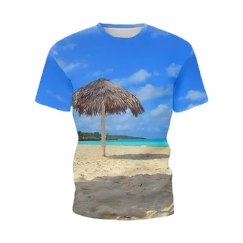 Hawaii Beach Vabaaja Rõivad Suvel Trendikas Lühike Särk Mens Komplekti Põhku Heita Vaade Merele Trükitud Mees Tshirt Püksid 2-osaline Komplekt, 5XL 169397