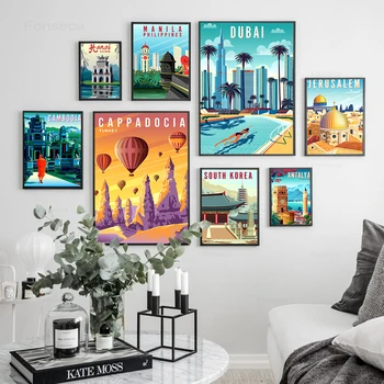 Hd Print Reisi Linnad Maastiku Lõuend Kunsti Maali Türgi, Dubai, Lõuna-Korea, Iisrael Filipiinid Vintage Plakat Seina Art Pilt 135223