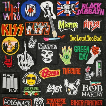 Heavy Metal Bänd banner Märgid ansambli Tikitud Plaaster Applique Õmblemine Raud Märgi Riideid Hipi riided Plaaster Kleebis