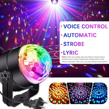 Heli Aktiveeritud Pöörleva Disco Ball Laser Valgus Projektori Lamp Pool RGB LED DJ lavatuled Värvikas Magic Ball Öö Valguses