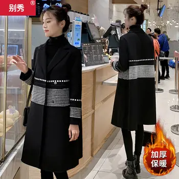 Hepburn tviid jakk naiste keskel pikk paksenenud sügis-talv 2020. aasta uus korea tuhande linnu võre populaarne villane mantel 165919