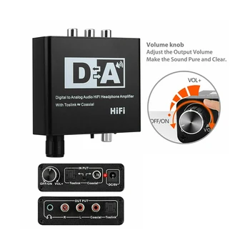 Hifi DAC Amp Digitaal-Analoog Audio Converter RCA-3,5 mm Kõrvaklappide Võimendi Toslink Optiline Koaksiaal Väljund Decodificador 126236