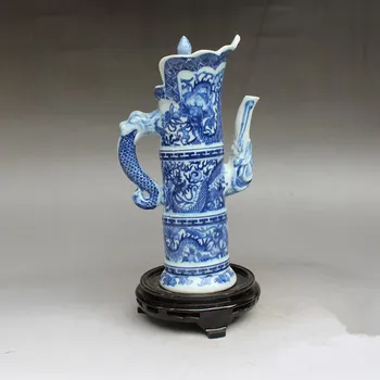 Hiina Käsitöö, sinine ja valge portselan dragon Teekann