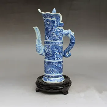 Hiina Käsitöö, sinine ja valge portselan dragon Teekann