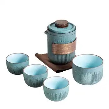 Hiina Retro Teaware Disainer Vee Drinkware Tassi Glasuur Simple Express Cup Kaasaskantav Väljas Reisi Kungfu Tee Set Kott Kingitus Uus 9288