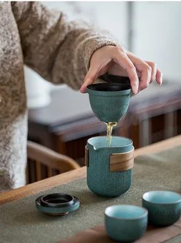 Hiina Retro Teaware Disainer Vee Drinkware Tassi Glasuur Simple Express Cup Kaasaskantav Väljas Reisi Kungfu Tee Set Kott Kingitus Uus